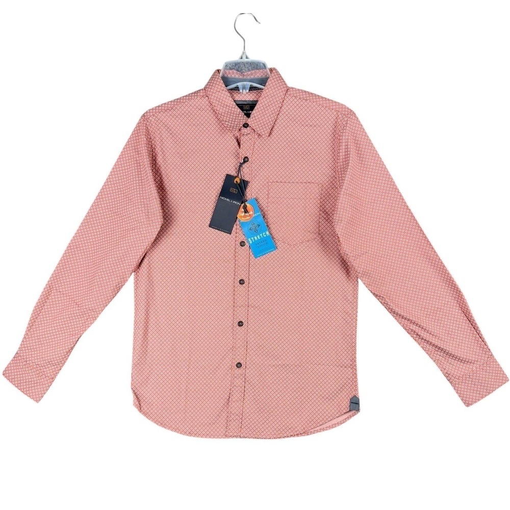 NEW Nickel & Iron Men's S Dusty Rose Geometric Floral Stretch Button Down Shirt